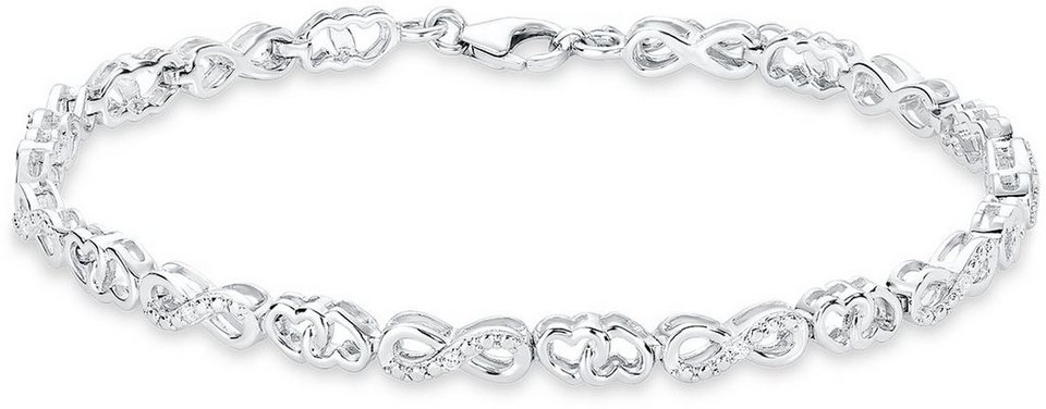 Geschenk Silberarmband Armkette Zirkonia Infinity, Liebe, Herz, Schmuck Unendlichkeit, mit Amor