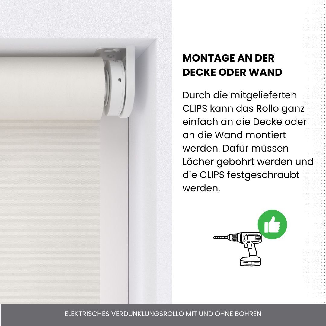 Elektrisches Rollo Verdunklungsrollo mit Zugmotor aufladbarer Motor, Plisse günstig online kaufen