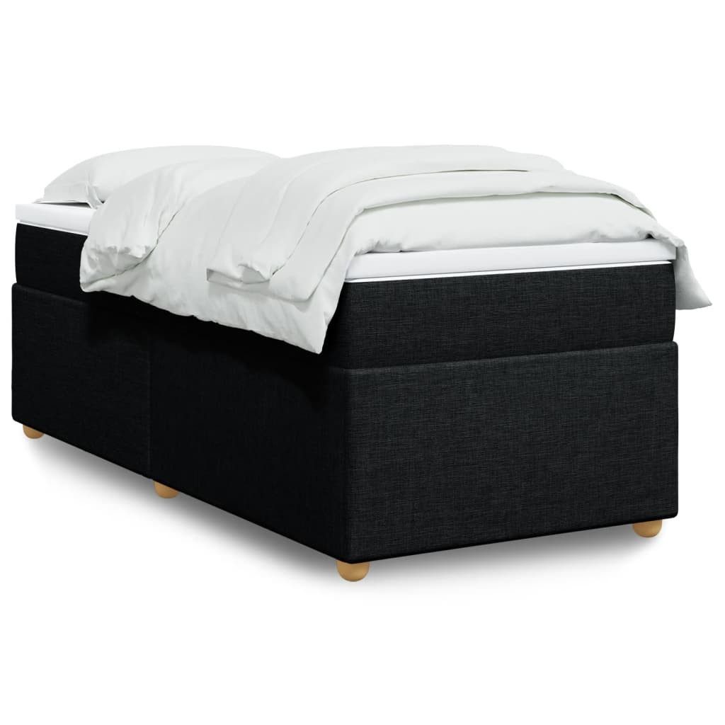 vidaXL Bett Boxspringbett mit Matratze Schwarz 90x200 cm Stoff
