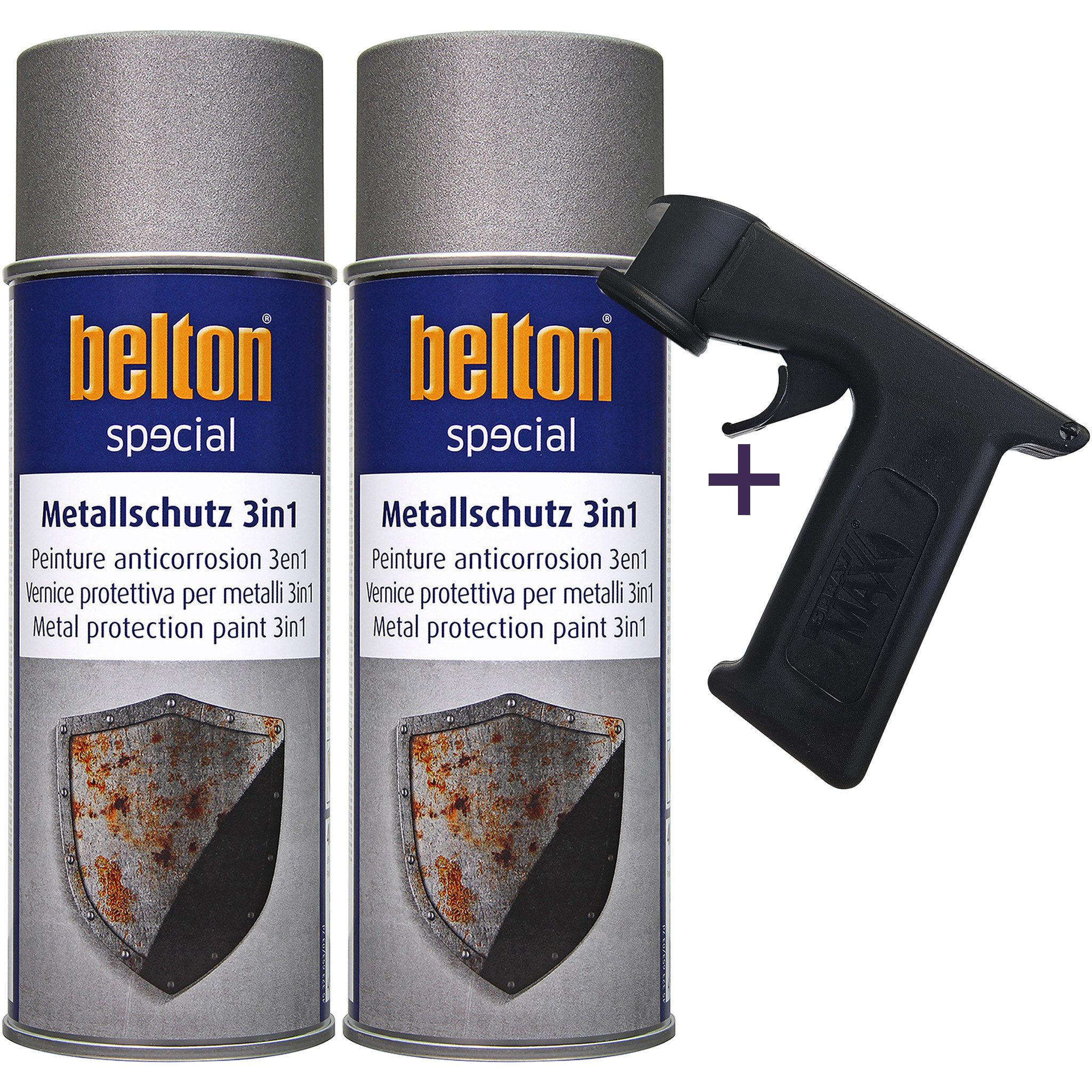 ECI Tools Metallschutzlack 2x Belton Metallschutzlack 3in1 400 ml incl. Handgriff, Farbiger Decklack
