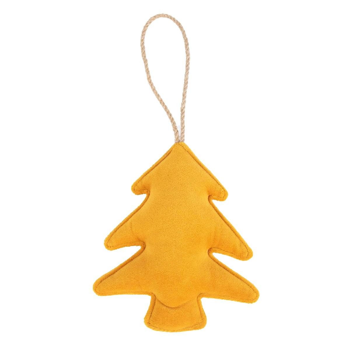 artplants Künstlicher Weihnachtsbaum Künstlicher Weihnachtsbaum Dekohänger EYRUN, aus Samt, gelb, Ø16cm