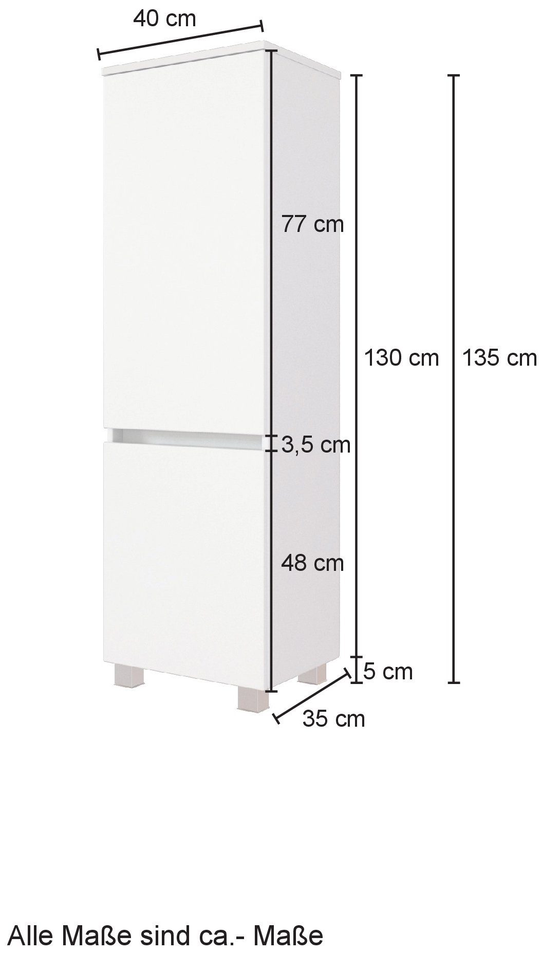 HELD MÖBEL Midischrank Kaunas breit Weiß/Wotaneiche Wotaneiche cm | 40 matt