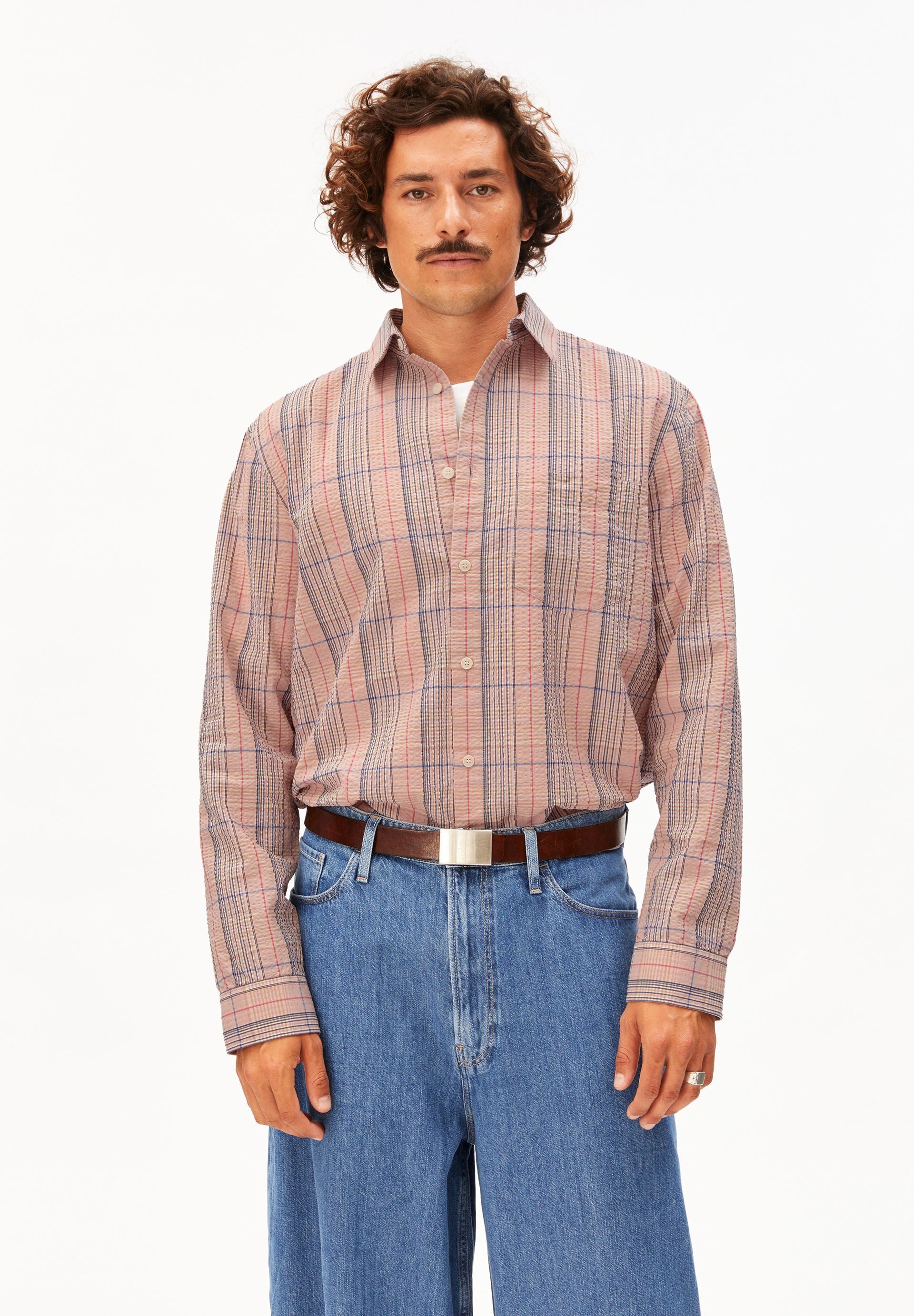 Armedangels Langarmhemd BIG CHECK 100% Bio-Baumwolle (1-tlg., Relaxed Fit) Relaxed Fit