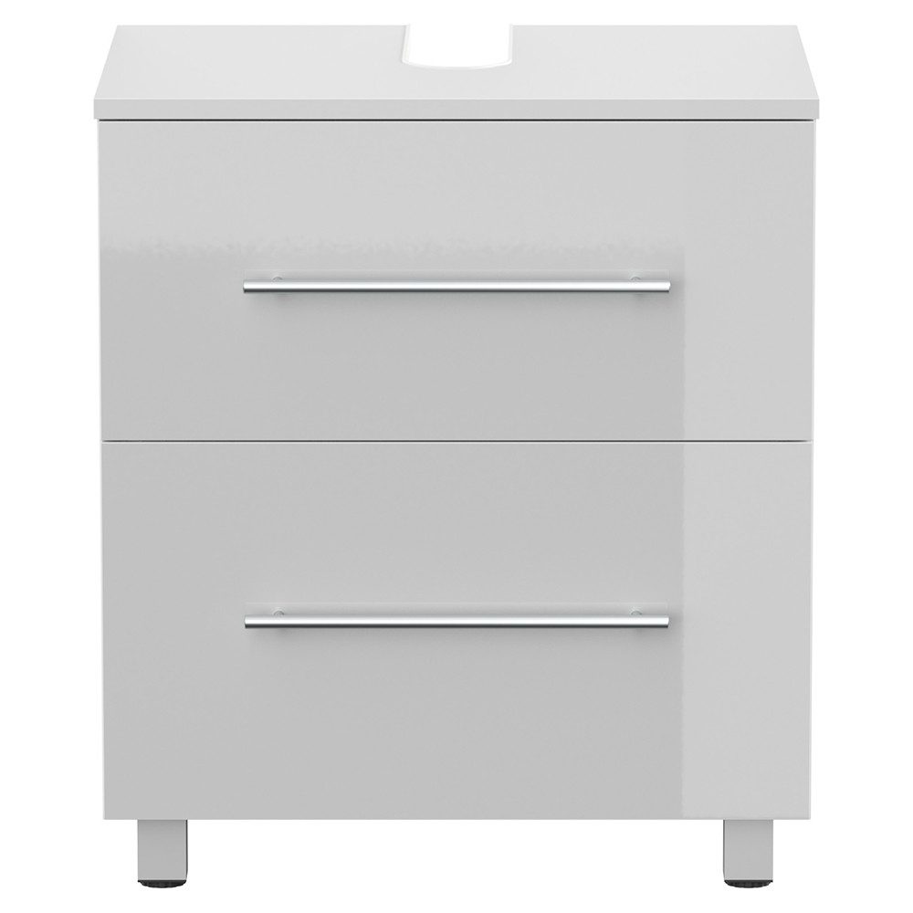 Lomadox Waschbeckenschrank MONTEFANO-02 55 cm breit in weiß Hochglanz, 2-türig, mit Standfüßen – Bild 3 von 5
