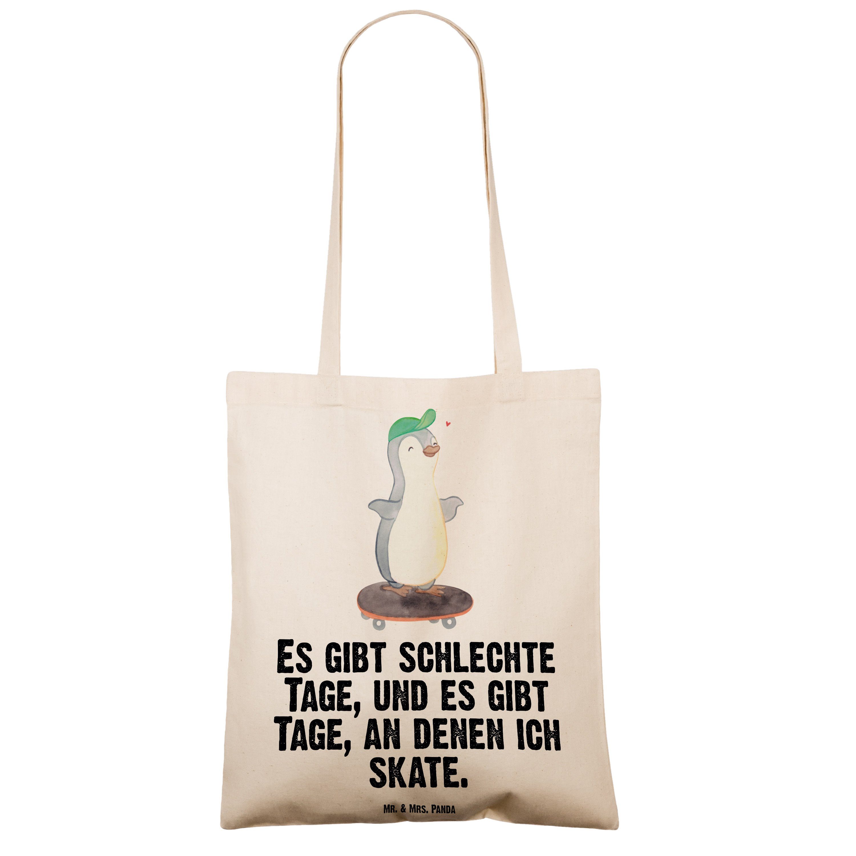 Geschenk, Panda Pinguin - & S Transparent Skateboarden Einkaufstasche, (1-tlg) Tragetasche Mrs. Tage Mr. -