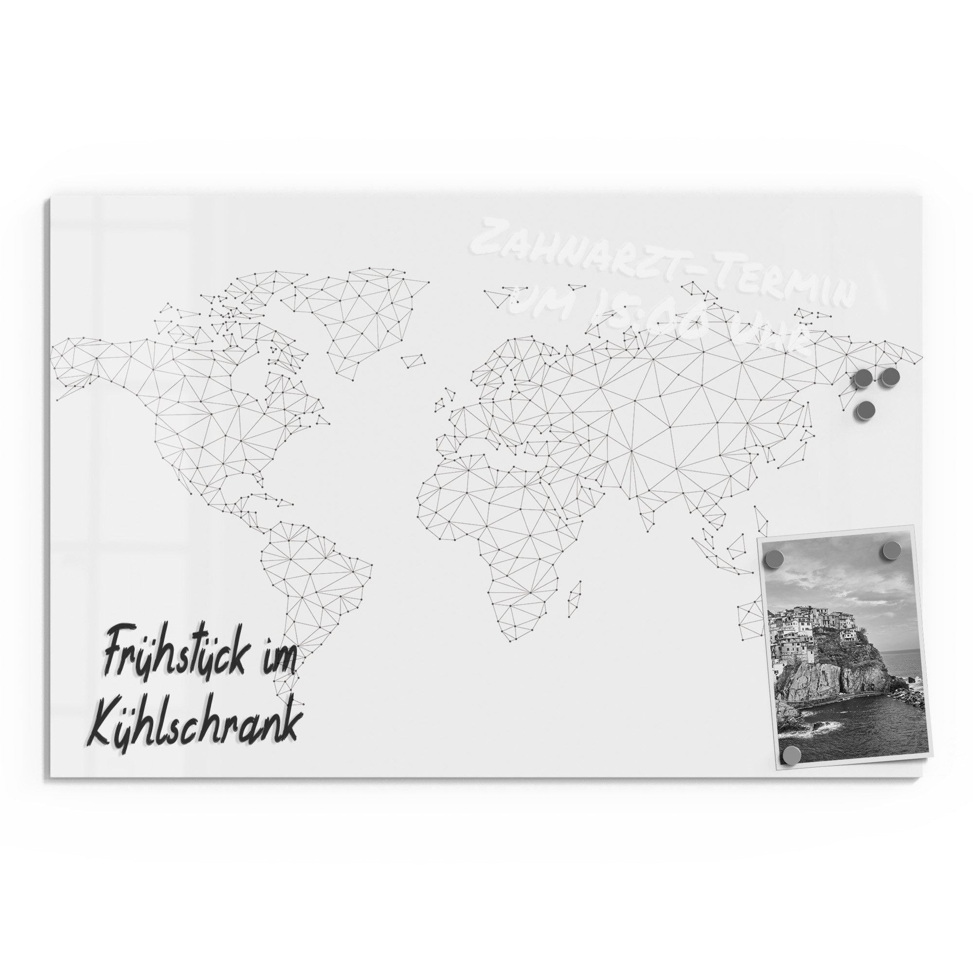 DEQORI Magnettafel 'Vernetzte Welt', Whiteboard Pinnwand beschreibbar