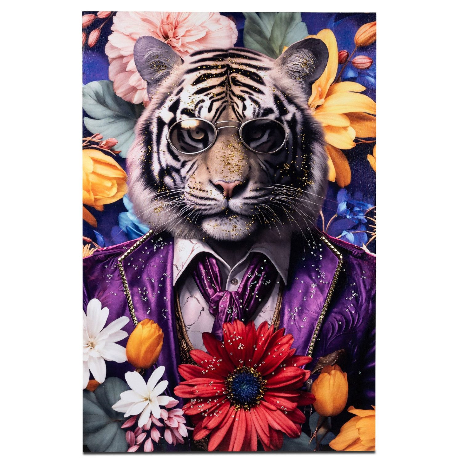 formano Wandbild Pop Art Tiere im Anzug, Tiger, Tiere im Anzug, Mehrfarbig, Tiger, H: 90cm