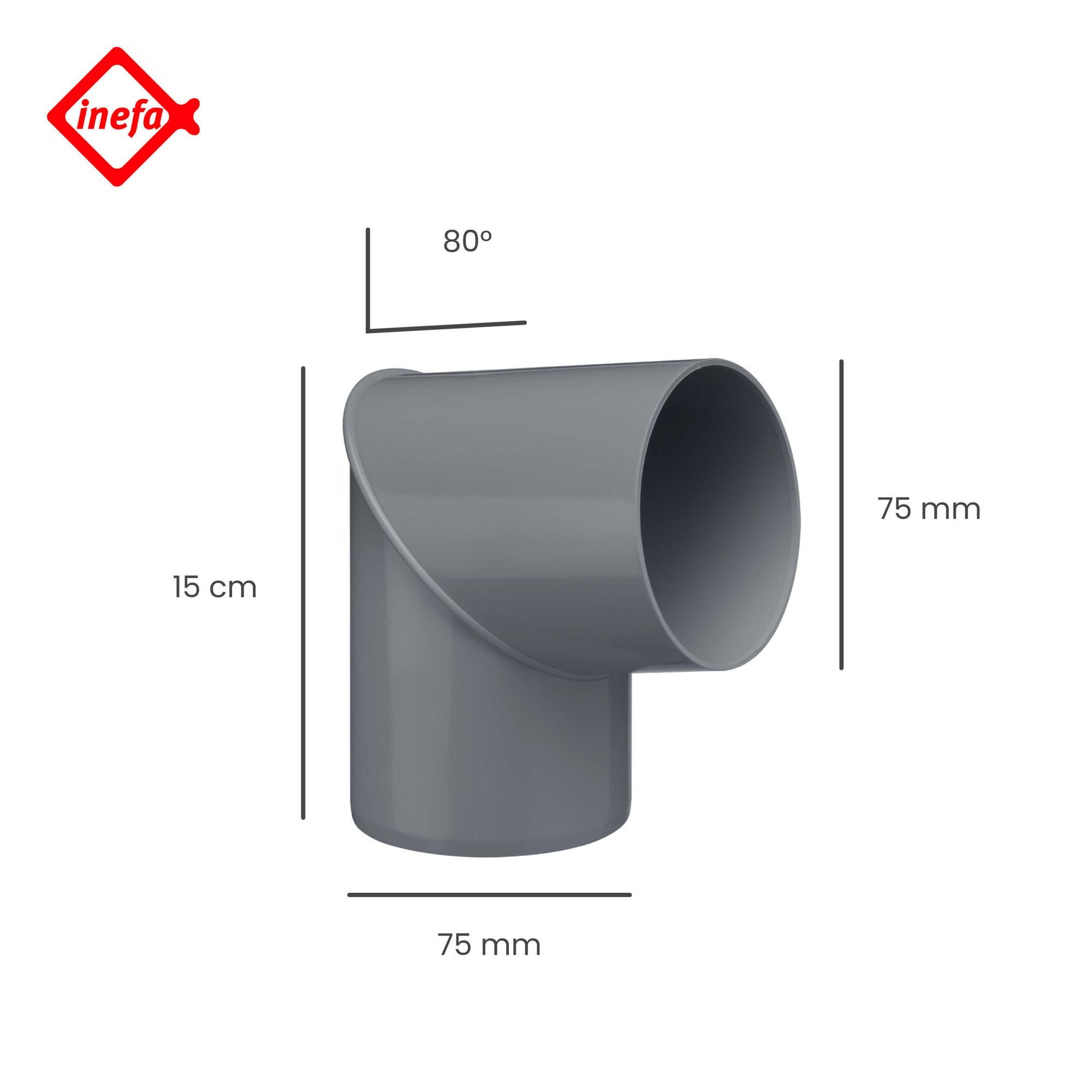INEFA Regenfallrohr Rohrbogen -winkel für Fallrohr 80 Grad, (DN 75), Kunststoff, Verbindungsstück, Dachrinne- Zubehör Gartenhaus