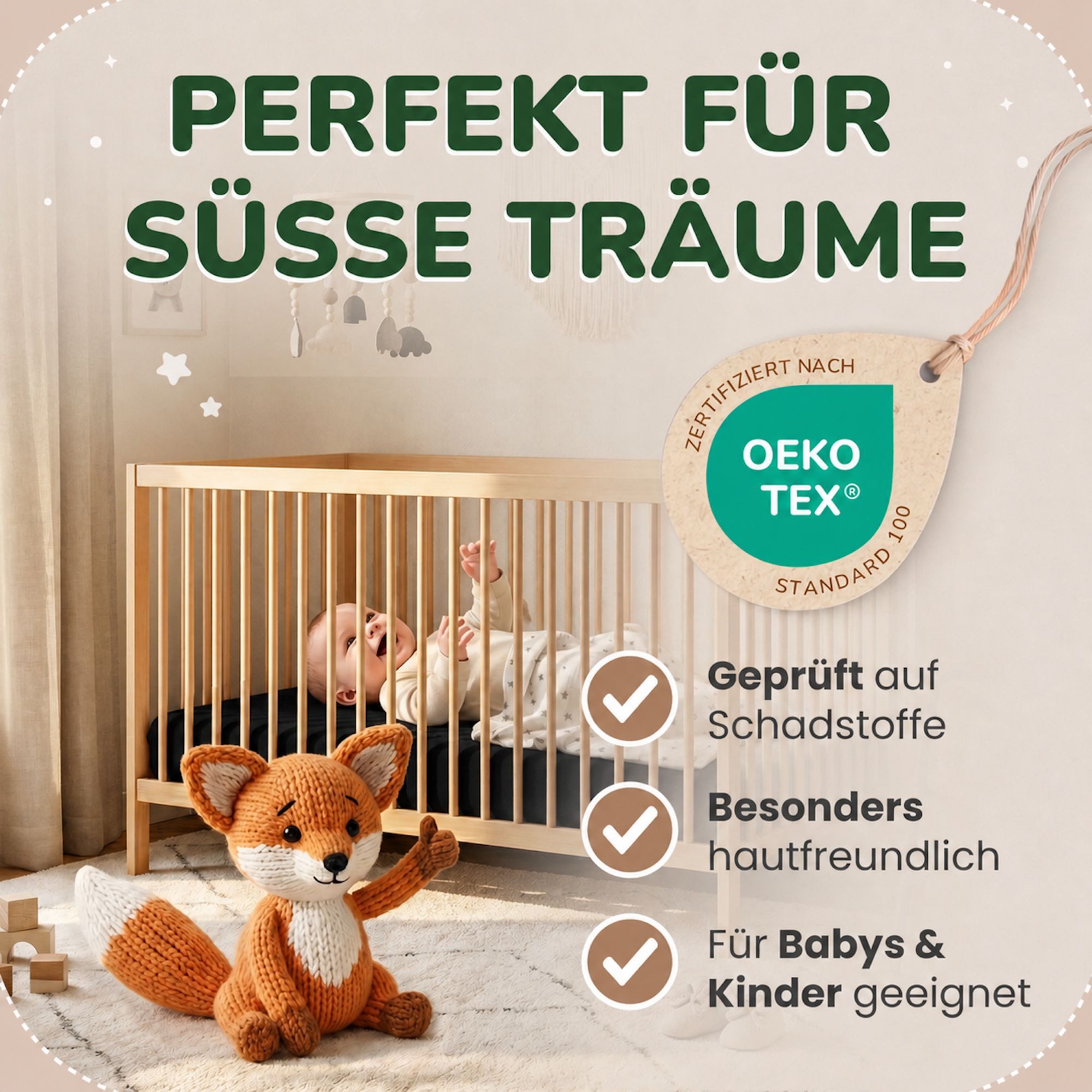 leevitex® Spannbettlaken für Kinderbetten, 1er-Set, 70 x 140 cm, Steghöhe 15 cm, Jersey, Gummizug: rundum, (1 Stück), verschiedene Farben, OEKO-TEX® STANDARD 100 zertifiziert