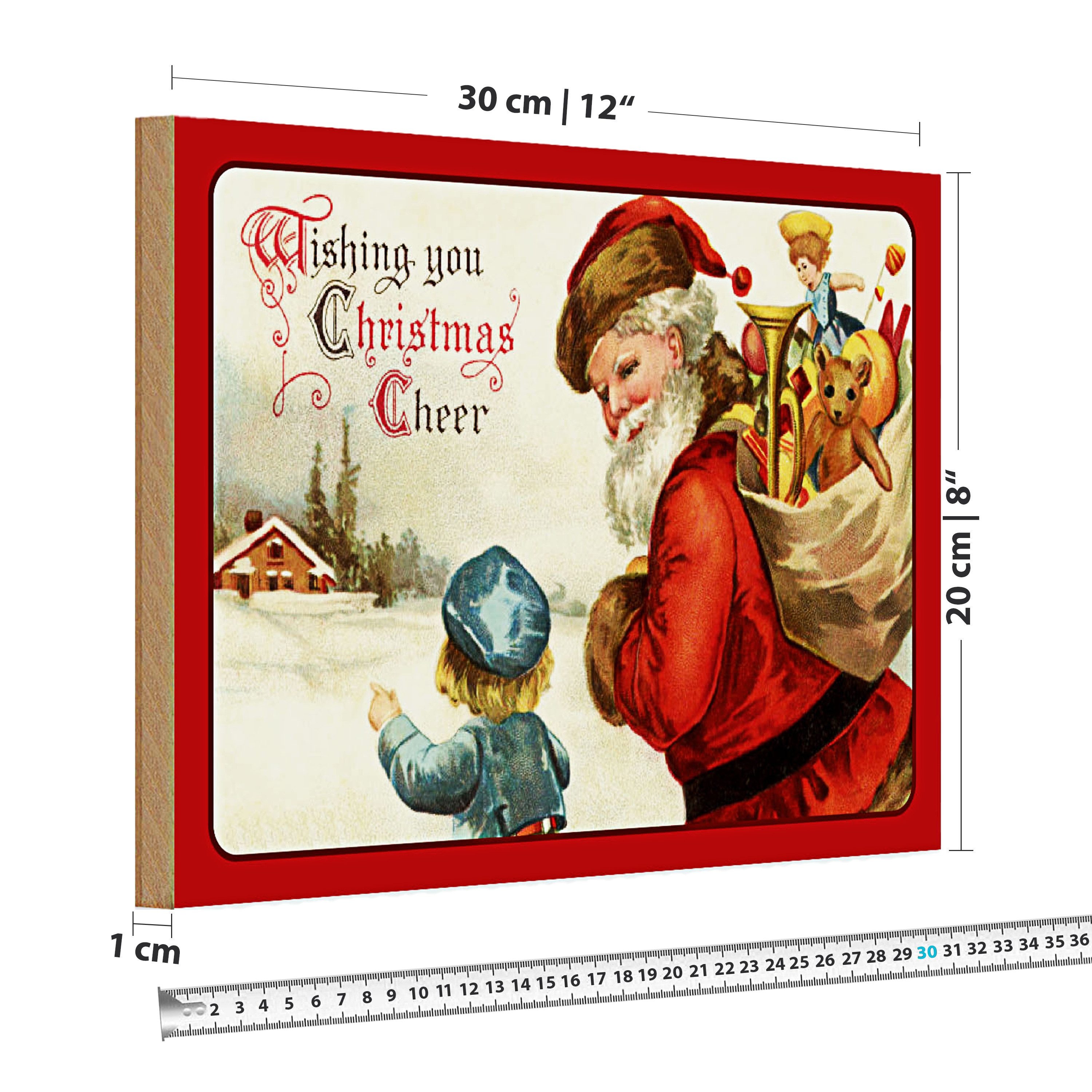 Roomando Holzbild Holzschild Weihnachtsmann Santa Claus Christmas 30x20cm
