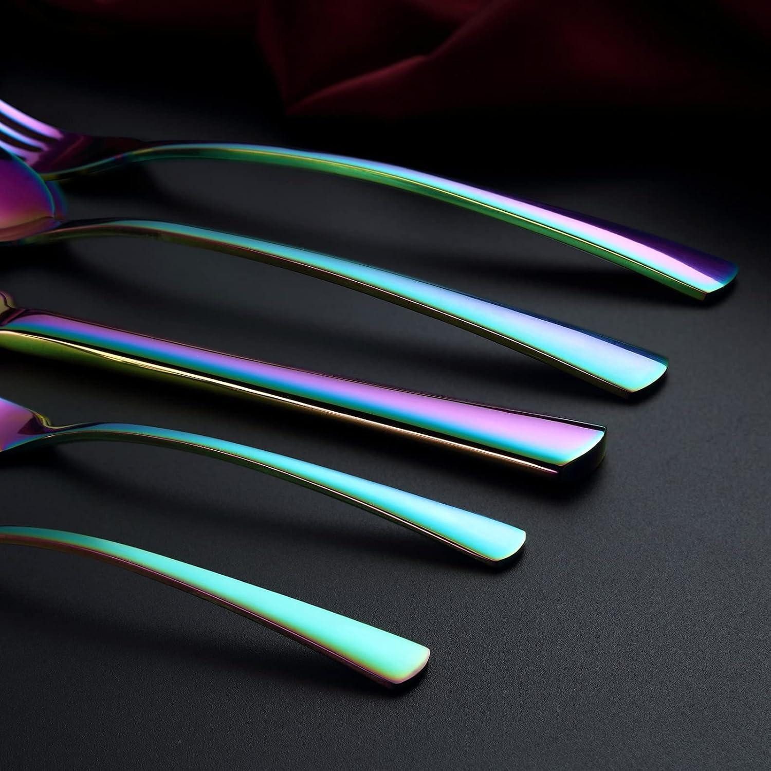 LuxusKollektion Besteck-Set Besteckset Edelstahl Regenbogen 6er Messer 30 Teilig-bunte 30 teilig – Bild 4 von 5
