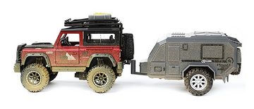Toi-Toys Modellauto GELÄNDEWAGEN mit WOHNWAGEN Spielzeug Jeep Anhänger 21, Rückzug Modellauto Modell Auto Spielzeugauto Spielzeug Geschenk
