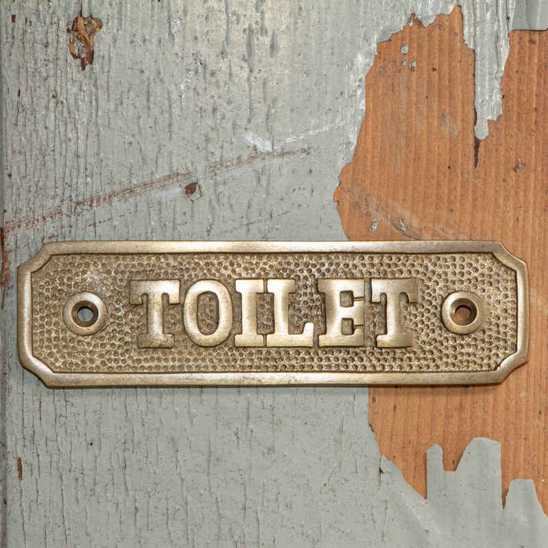 Antikas Toilettenpapierhalter Schild "Toilet", WC-Schild aus Messing, Toilettenschild im Jugendstil