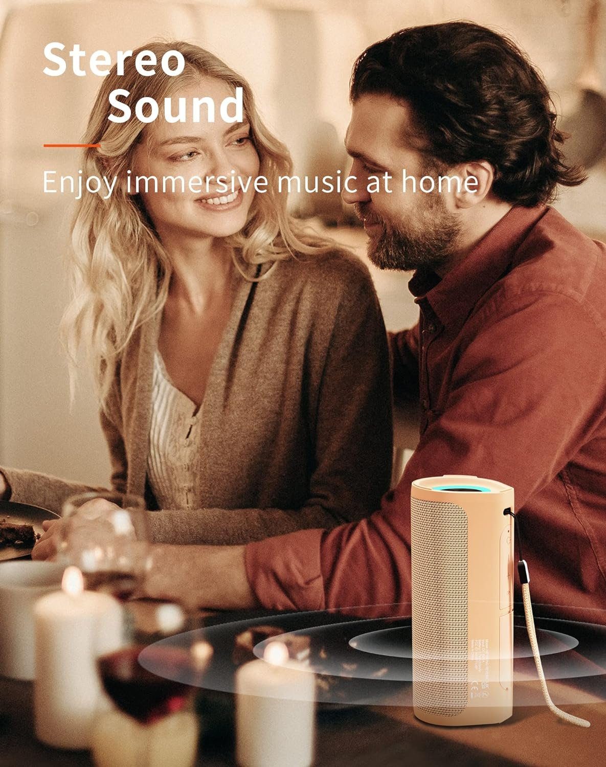 Tragbarer sound Lautsprecher IPX7 Musikbox 40h Bluetooth Akku, W, mit Satter Surround HEYSONG Licht Bass) (16