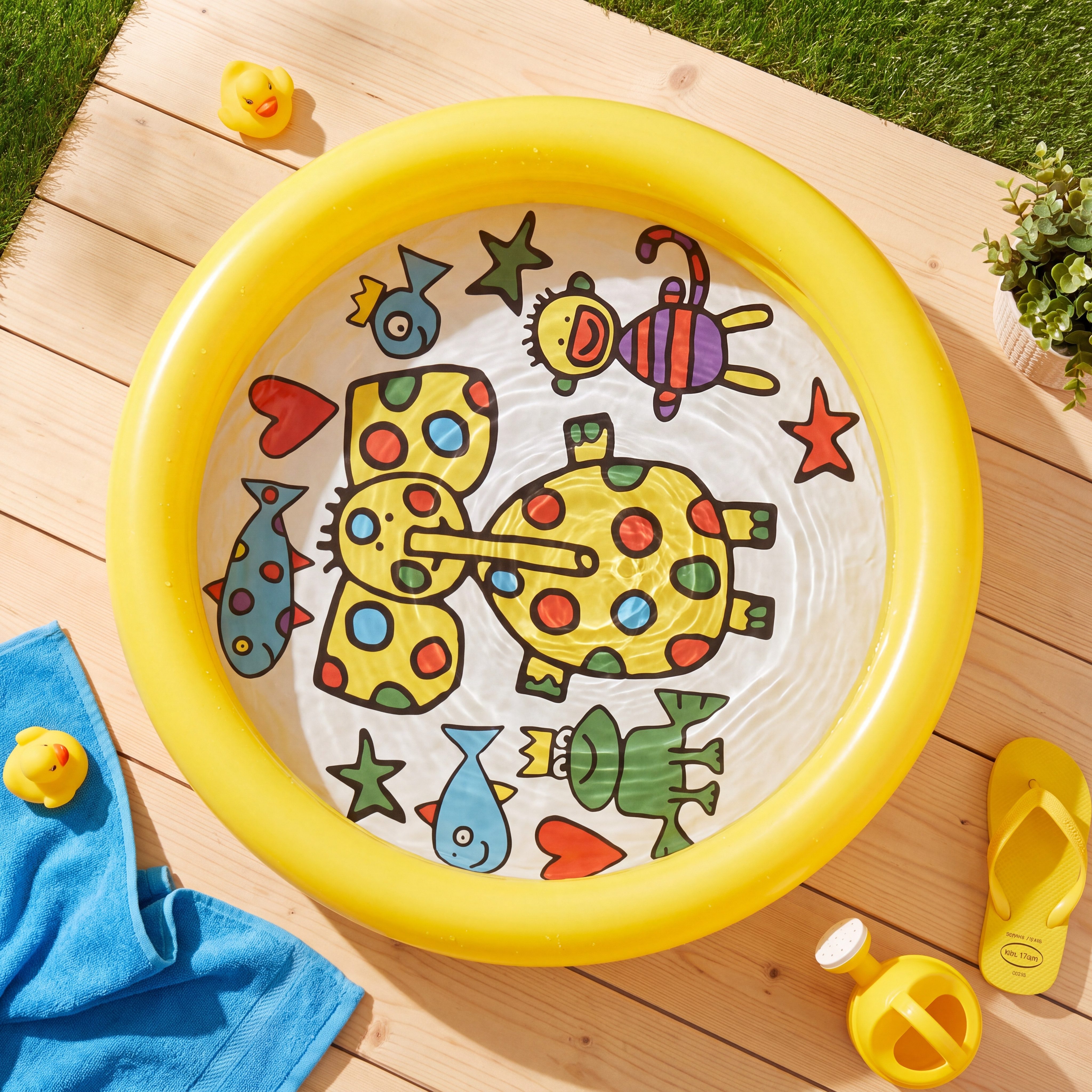 SunClub Planschbecken Kinderpool 61x12,5 cm, (Einzelpack, 1-tlg., aufblasbares Kinderbecken), Baby Planschbecken mit Tiermotiv – Bild 2 von 5