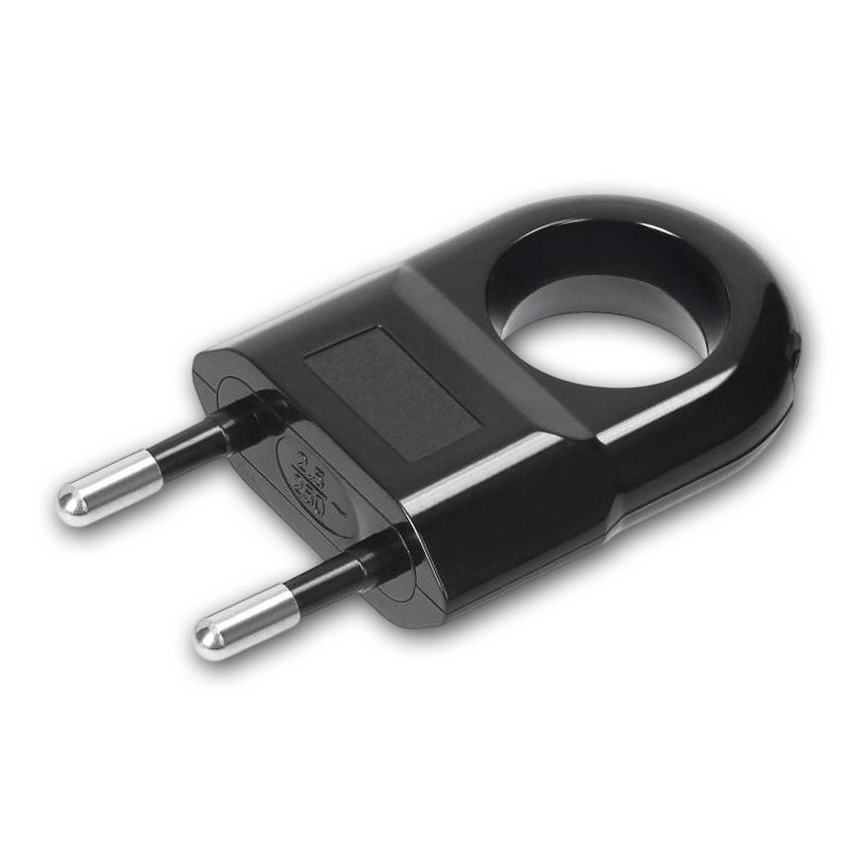 world-trading-net Euroflachstecker 3x Euro-Stecker mit Griff-Öse, schwarz, 250V/10A