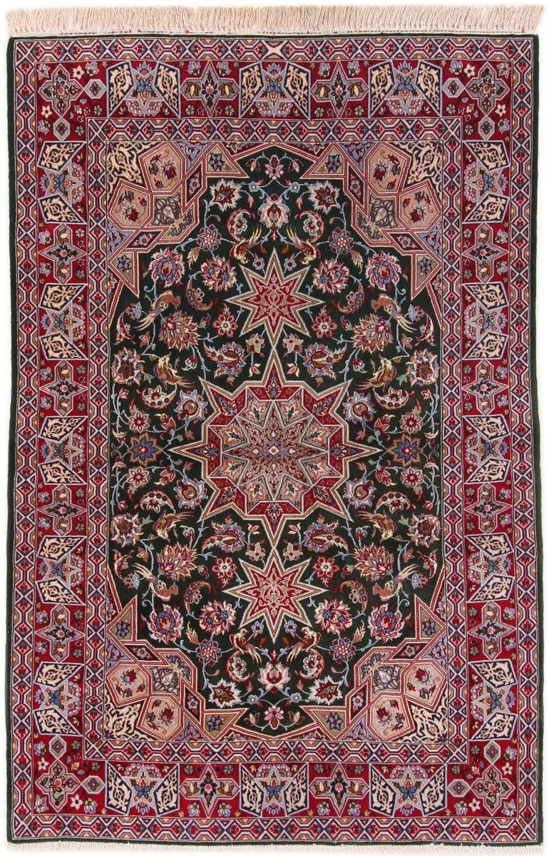 Orientteppich Isfahan Seidenkette 106x164 Handgeknüpfter Orientteppich, Nain Trading, rechteckig, Höhe: 6 mm