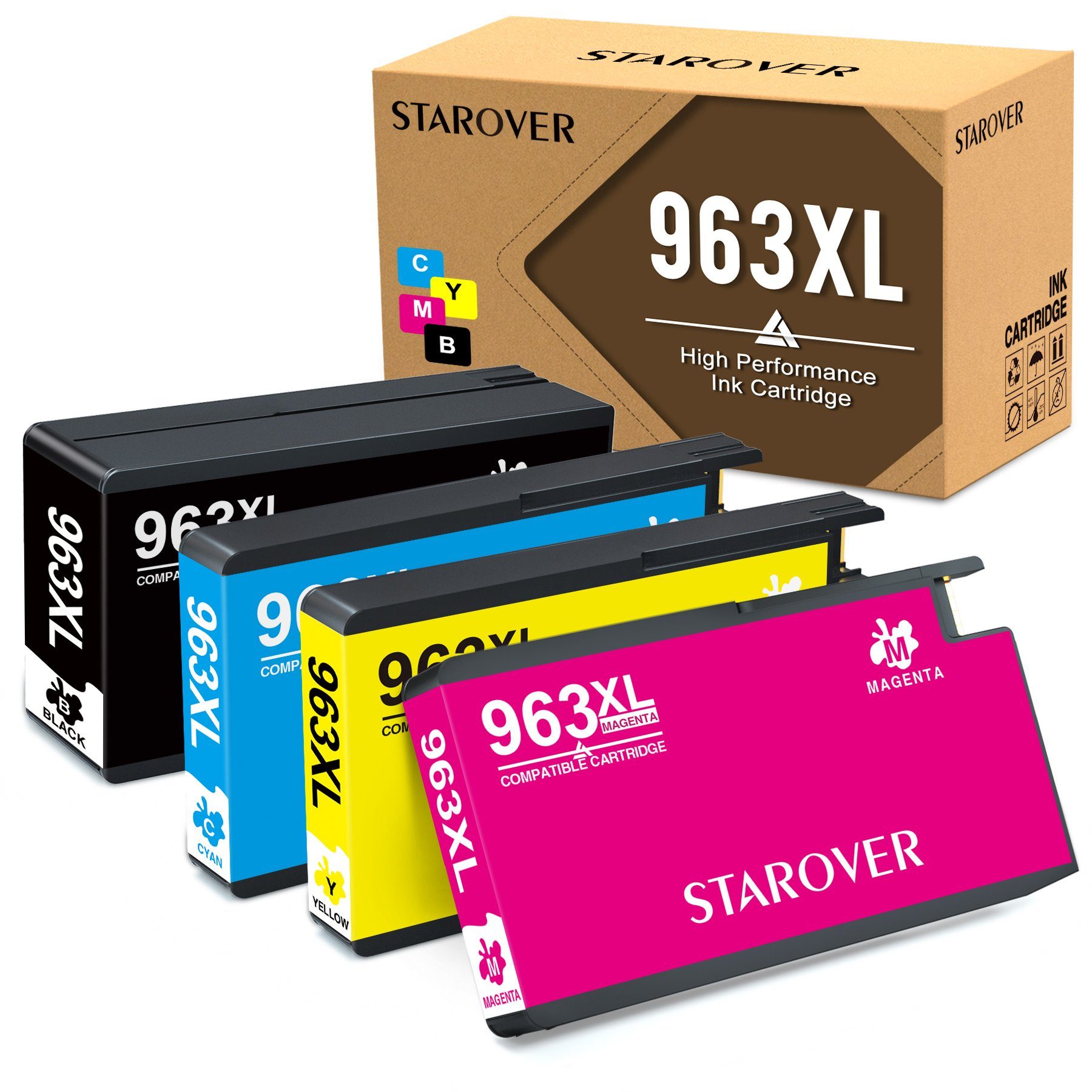 STAROVER 4x für HP 963 XL Multipack 963XL Tintenpatrone (HP OfficeJet Pro  9020 9022 9025, 9010e 9012e 9014e 9015e 9016e 9019e)