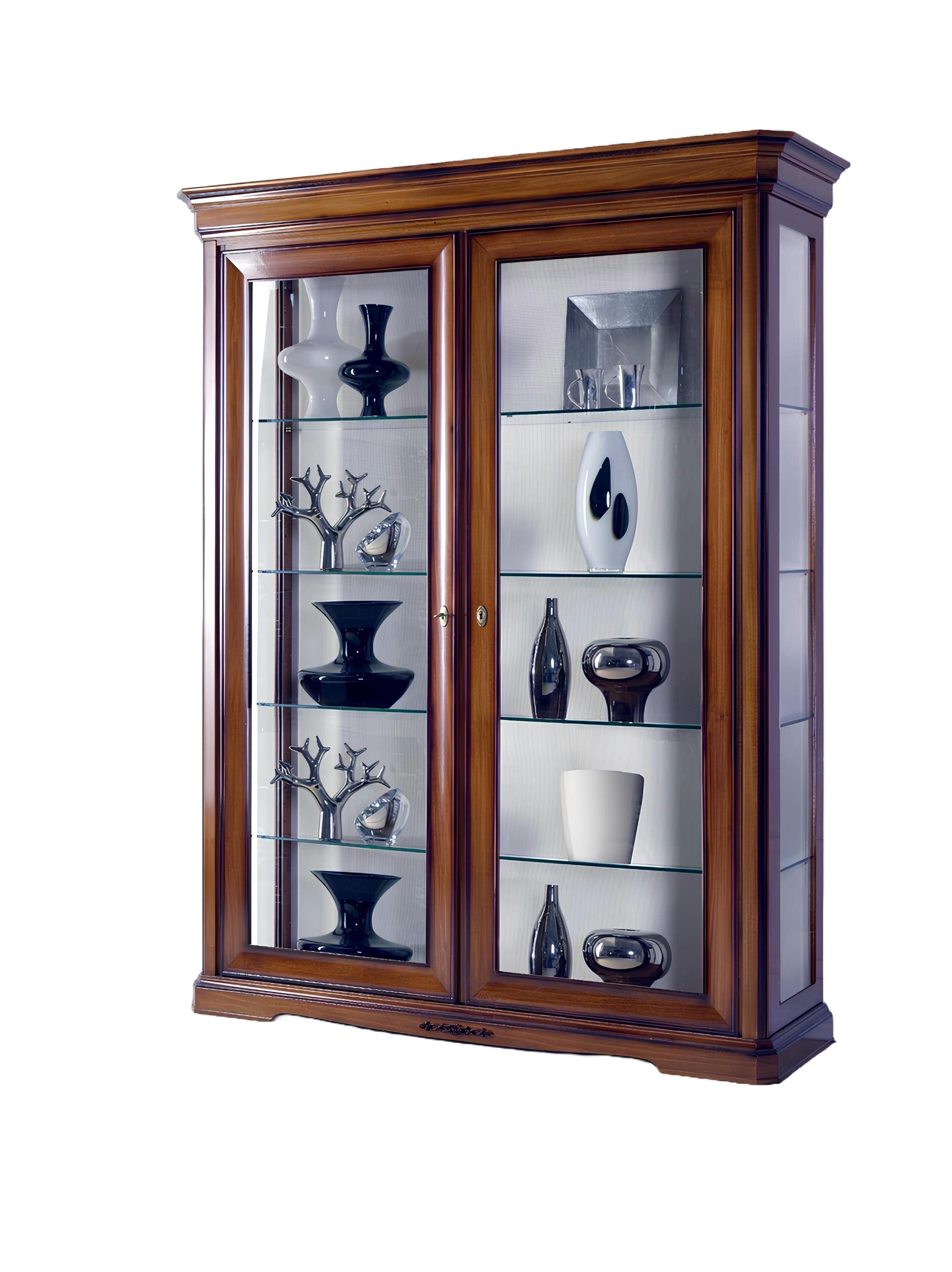 Xlmoebel Vitrine Klassischer Holzschrank mit Vitrine und Stauraum für Bücher und Dekor (1-St., Vitrine) Hergestellt in Europa