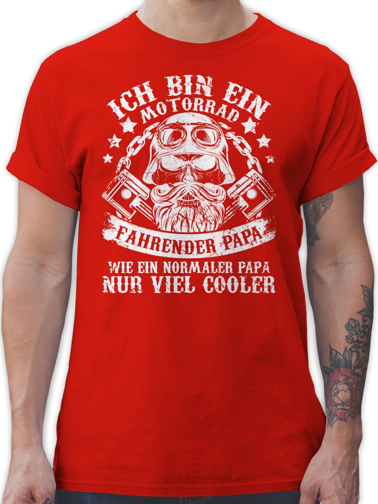 Shirtracer T-Shirt Ich bin ein Rot Geschenk 02 für Papa Papa Vatertag Motorrad fahrender