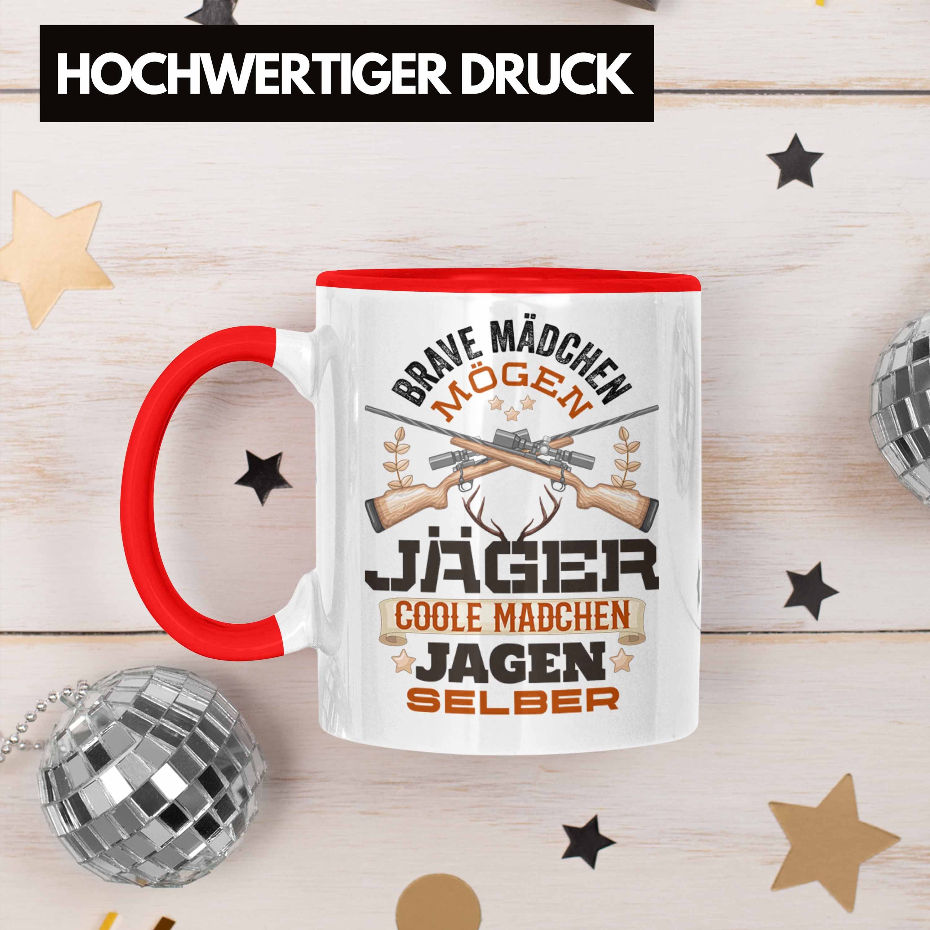 Trendation Tasse Frauen Jägerin Tasse Geschenk Spruch Mädchen Jagen