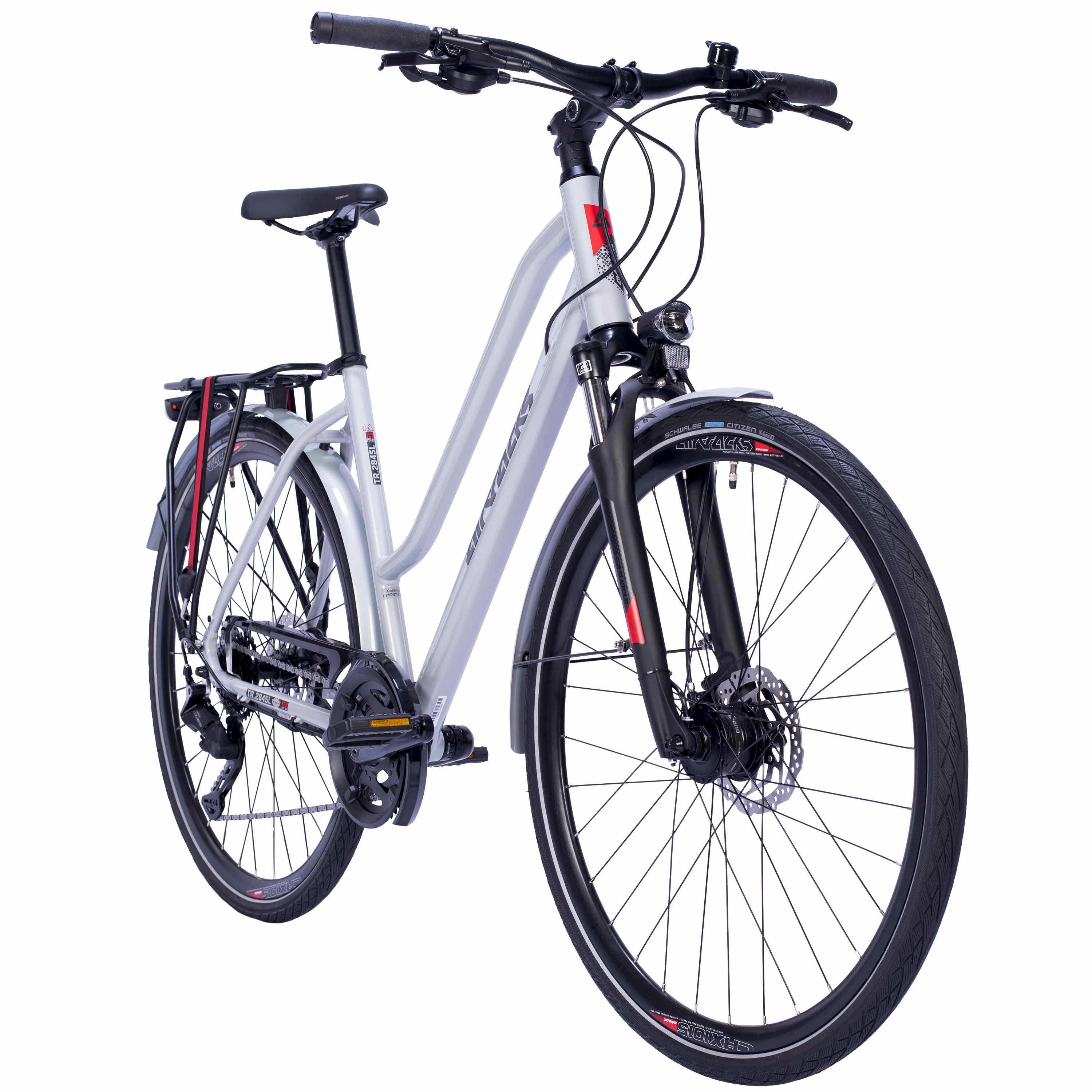 Airtracks Trekkingrad Damen Trekking Fahrrad 28 Zoll TR.2845L-C Trekkingrad, 18 Gang Shimano, Kettenschaltung, (NEW 2x9 Gang SHIMANO CUES RD-U3020 SHADOW), Silber - Rahmenhöhen 48 cm & 52 cm » Modeljahr 2026
