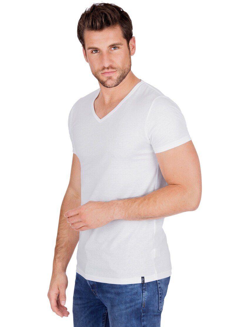 TRIGEMA Slim V-Shirt Fit T-Shirt weiss Trigema