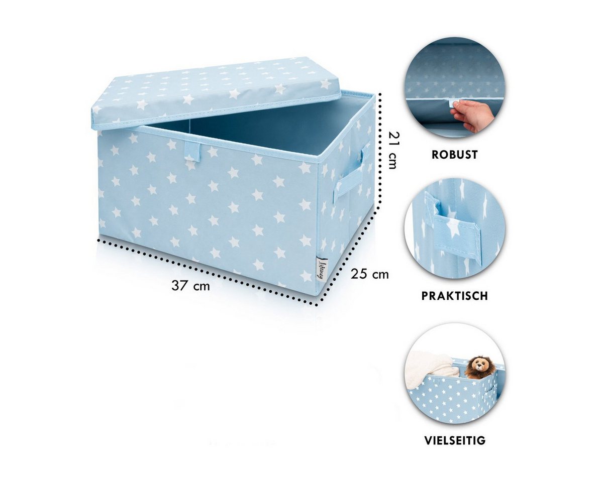 Thumbnail - Lifeney Faltbox Aufbewahrungsbox Sterne, Hellblau, groß, 2er Set