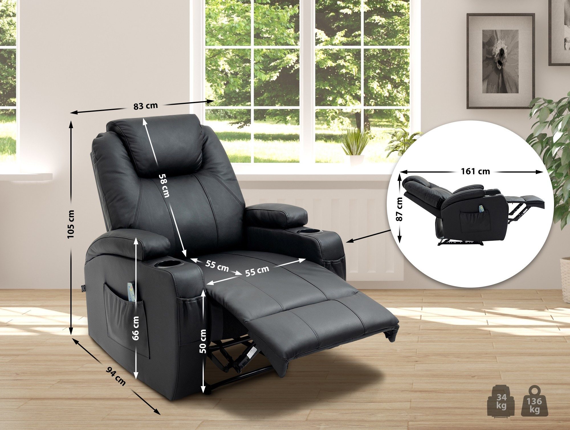 CLP Ohrensessel Galena, mit Massage-Funktion, Sessel mit Fußablage günstig online kaufen