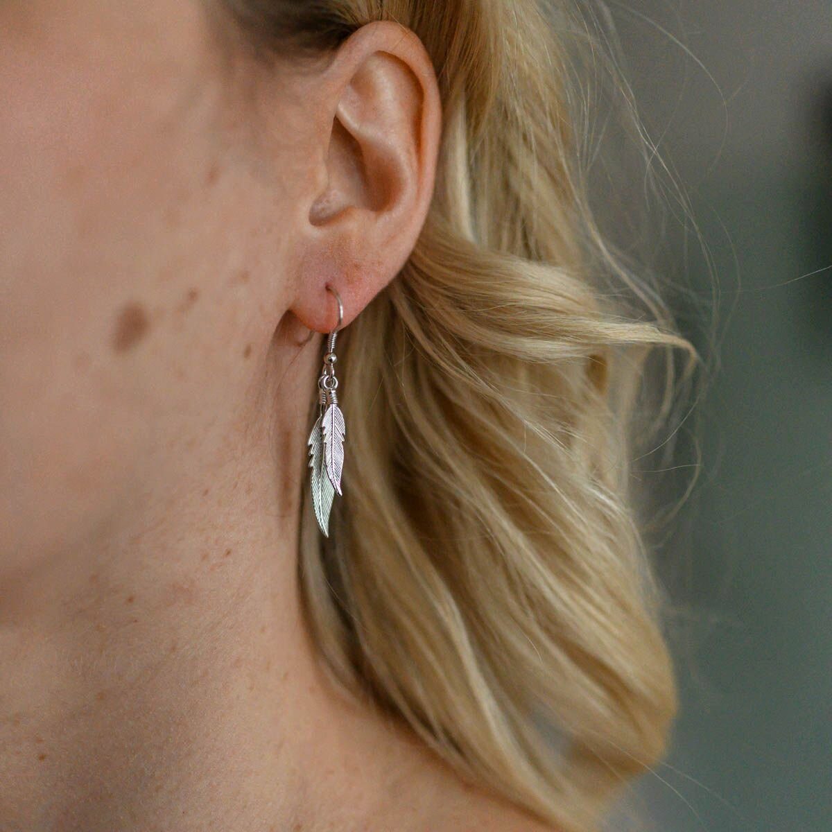 Materia Paar Ohrhaken Damen Silber Federn günstig online kaufen