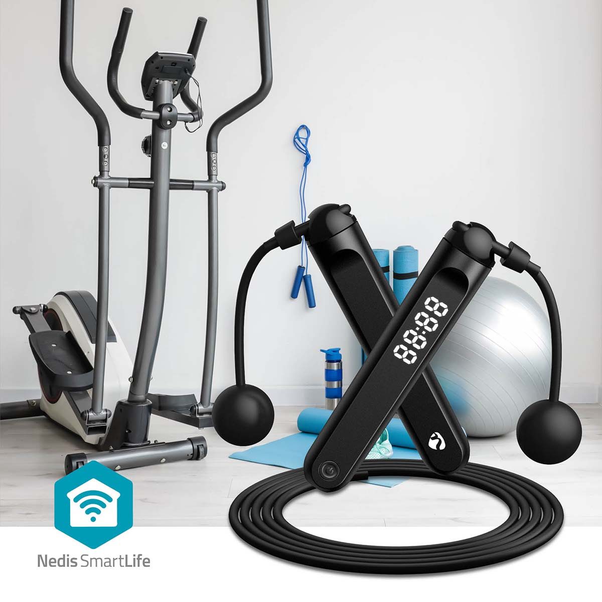 Nedis Springseil BTHJR10BK, Bluetooth, LED-Display, Hall-Sensor, App-Sync, kabellos nutzbar