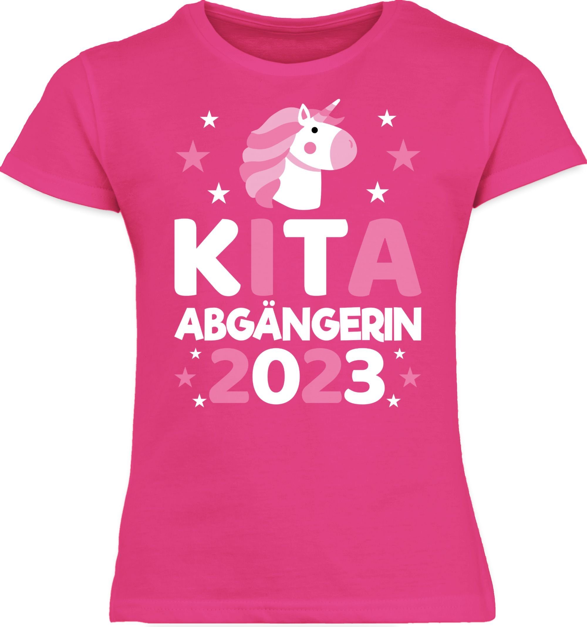 Shirtracer T-Shirt Kita Abgängerin 2023 Einhorn Einschulung Mädchen 2 Fuchsia