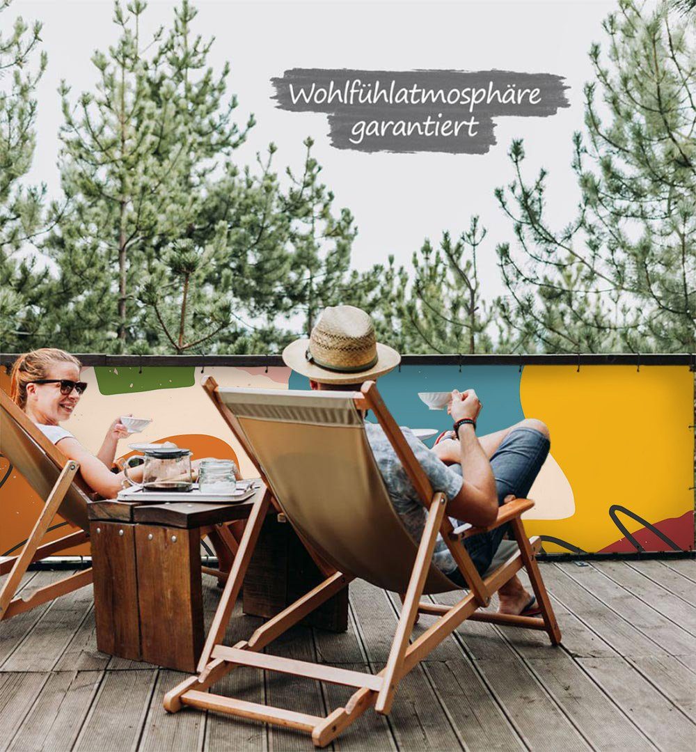 Thumbnail - MyMaxxi Sichtschutzelement Balkonbanner Bunte Formen rund Balkon Sichtschutz Garten