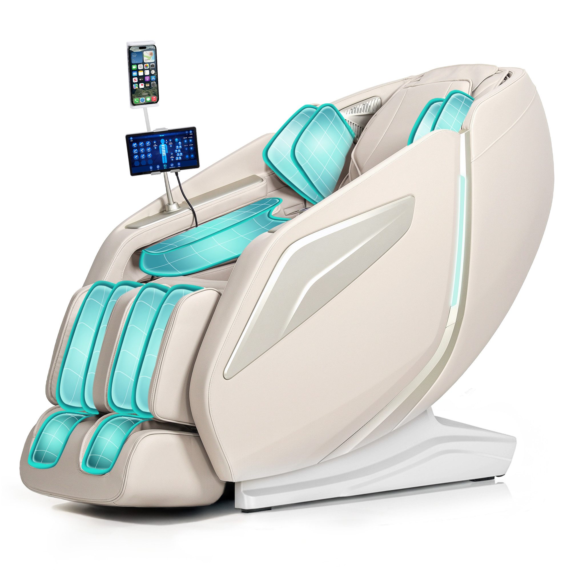 HealthRelife Massagesessel Luxuriöser Entspannungsstuhl, 15 Massage-Modi, Yoga-Stretching (1-St), 55 Zoll SL-Track