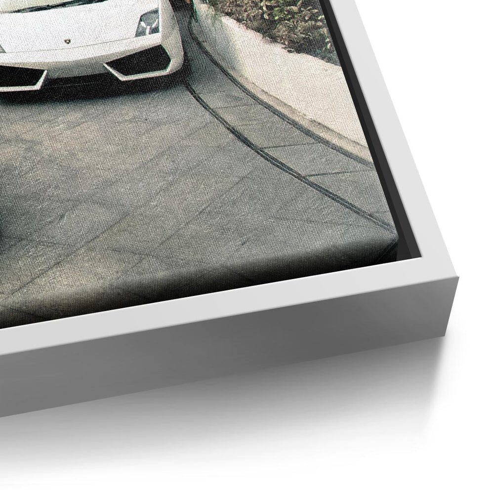 Mindset silberner Traumvilla - Rahmen Autos & Wandbild Leinwandbild, Lifestyle Bild DOTCOMCANVAS® Premium