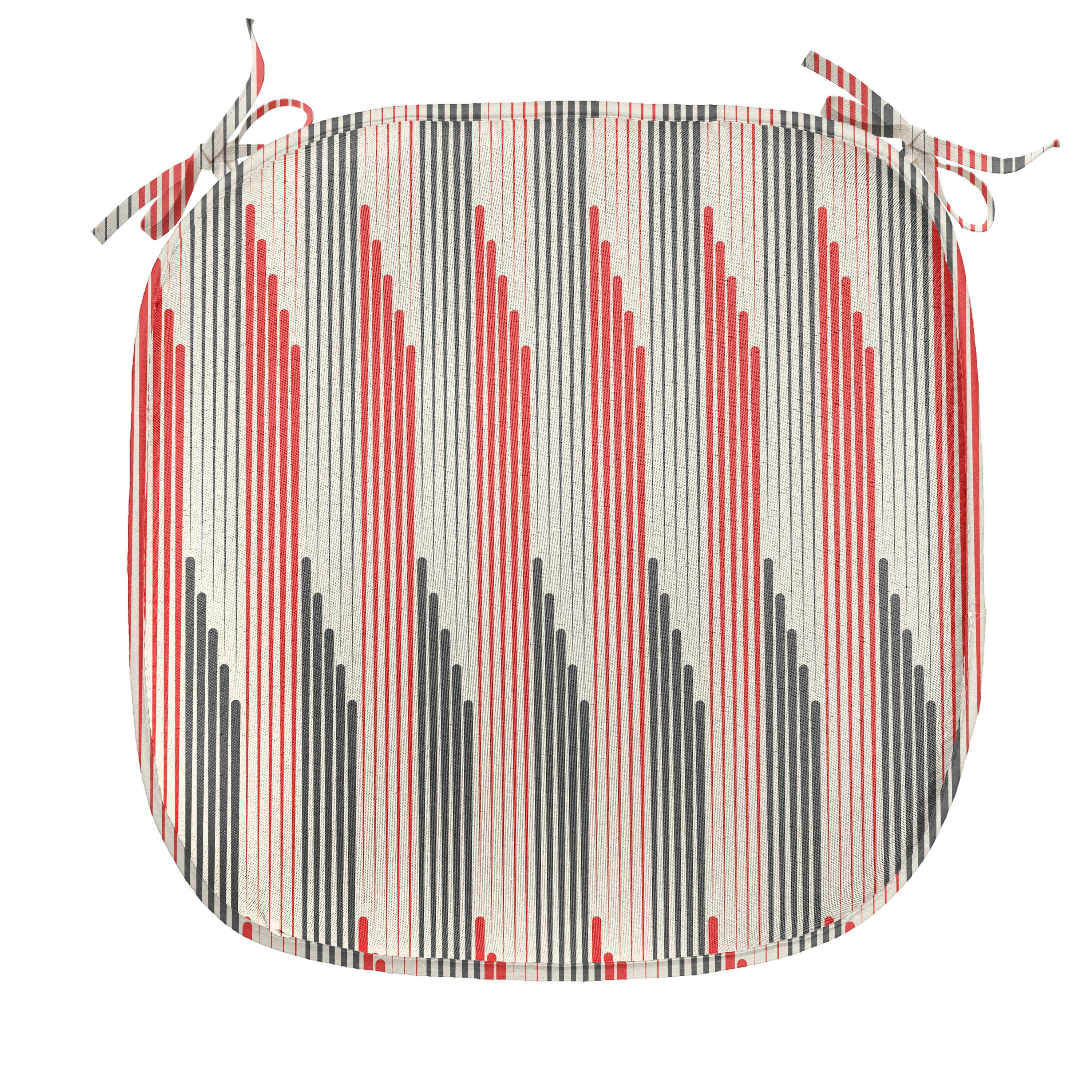 Abakuhaus Stuhlkissen Dekoratives wasserfestes Kissen mit Riemen für Küchensitze, Abstrakt Retro Bicolor Striped