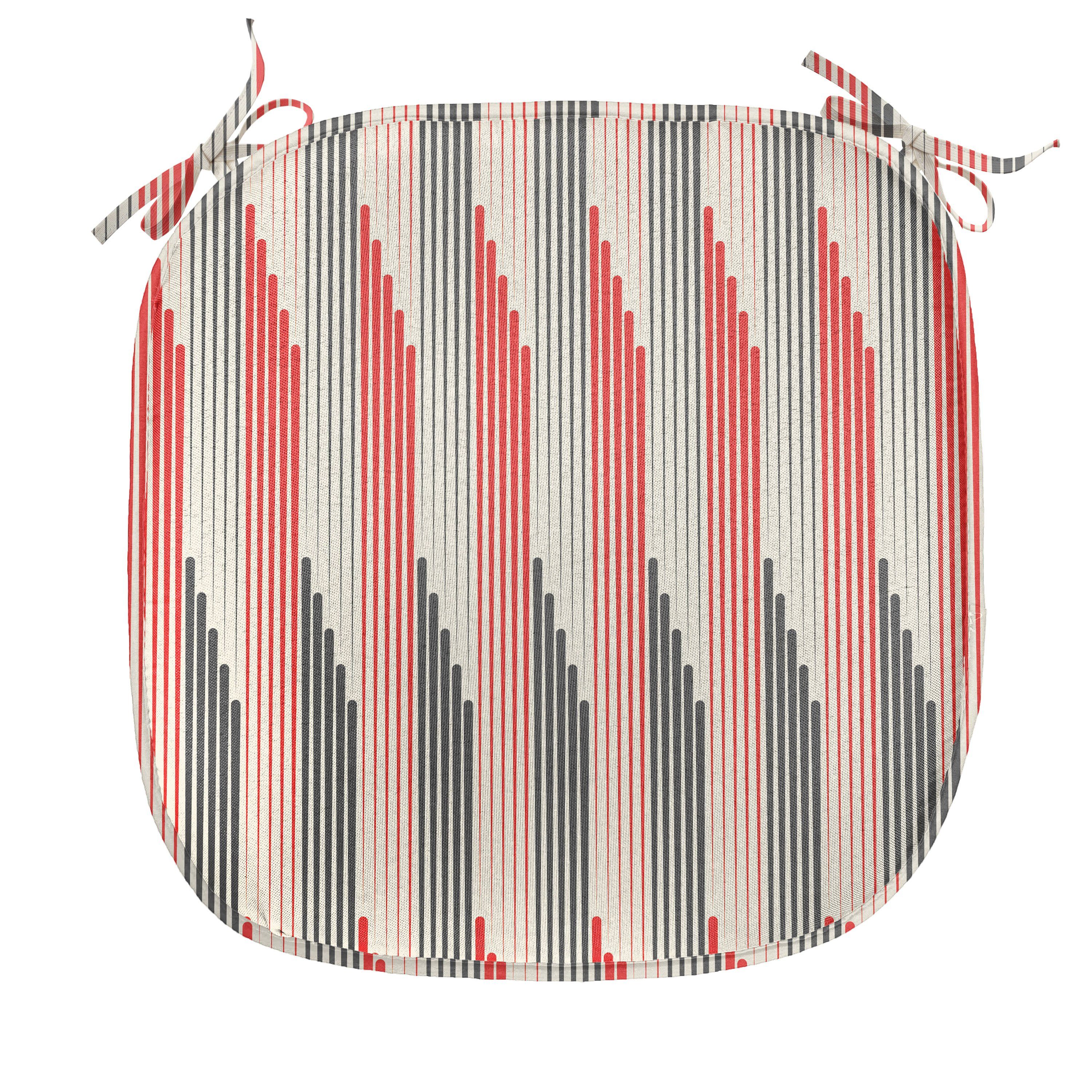 Abakuhaus Stuhlkissen Dekoratives wasserfestes Kissen mit Riemen für Küchensitze, Abstrakt Retro Bicolor Striped | Stuhlkissen