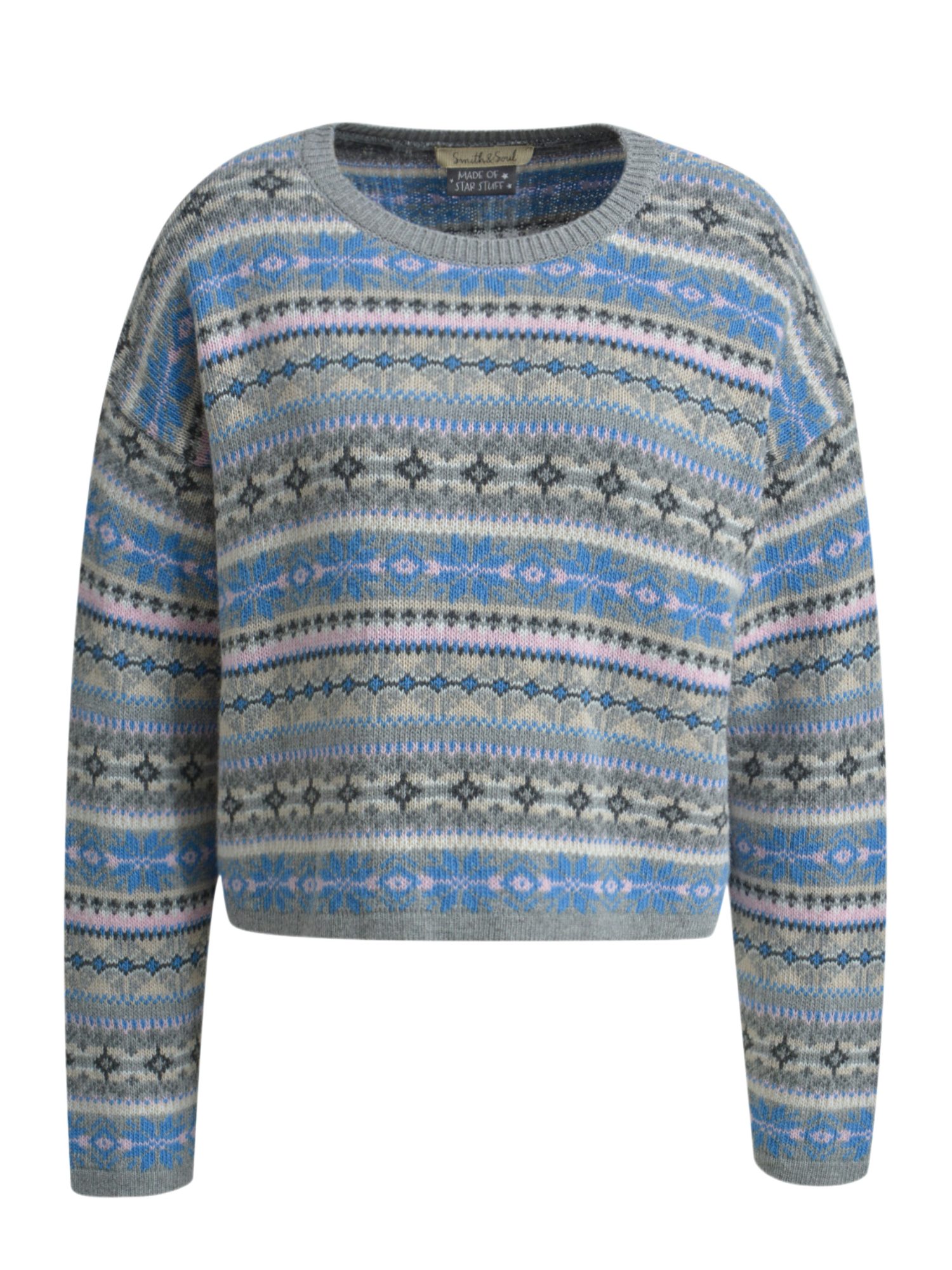 Smith & Soul Langarmshirt blau,Casual,Polyamid,Allover-Print,Rundhals,Lang,Regular Fit