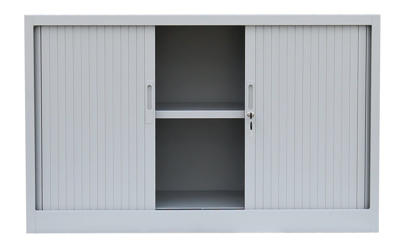 Lichtgrau/ 7035 Rollladenschrank, Steelboxx Korpus: x Lichtgrau (1-St) 1200 RAL 1,5 - erforderlich x verschweißt | und mm 750 Lüllmann® Türen: montiert keine Komplett Montage OH, Rollladenschrank 457 Lichtgrau