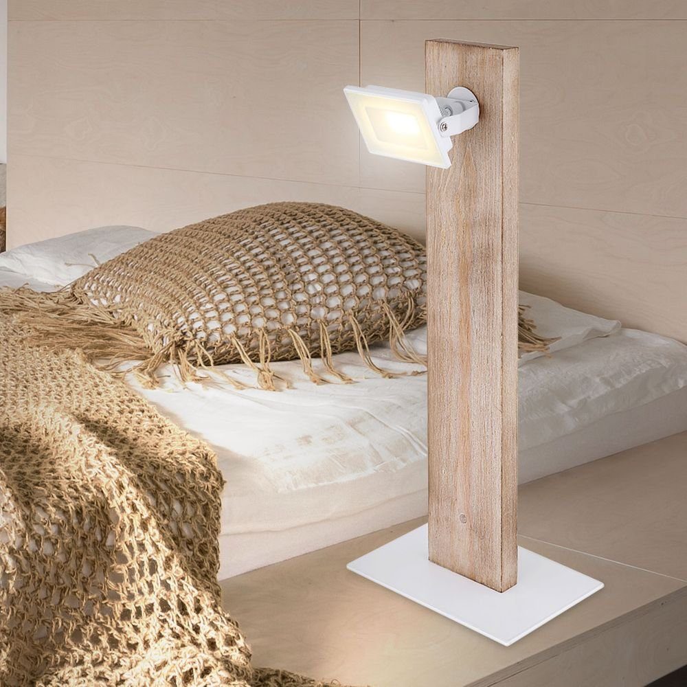 beweglich Beistellleuchte LED Schreibtischlampe, LED-Leuchtmittel verbaut, Tischlampe Warmweiß, Tischleuchte etc-shop Spot fest Holz