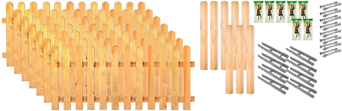 Tetzner & Jentzsch Lattenzaun Lakeland 5, (Set), 7 Elemente, LxH: 1332x100 cm