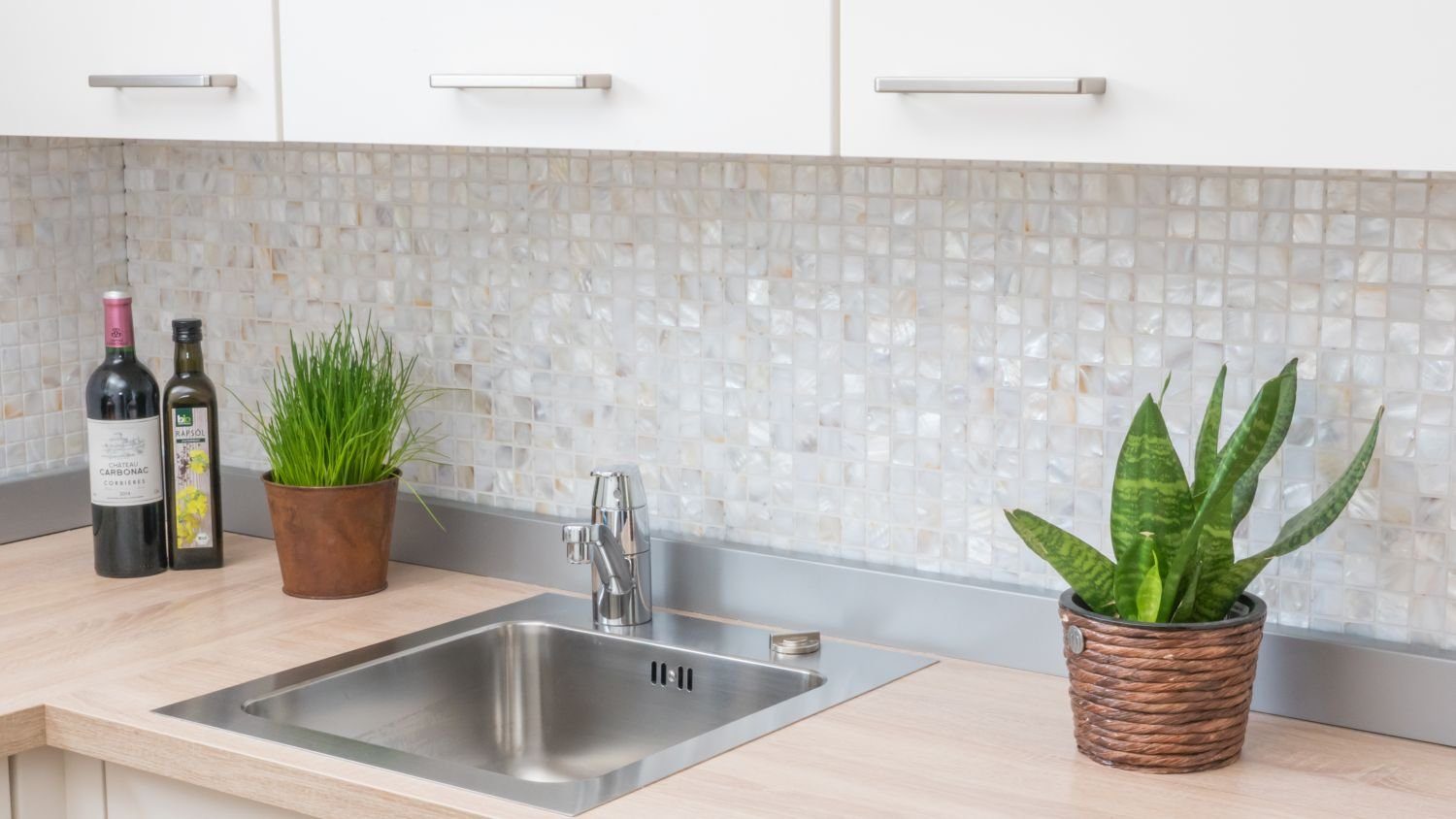 Mosani Mosaikfliesen Perlmutt Mosaik Muschelmosaik weiss beige Duschwand Dusche