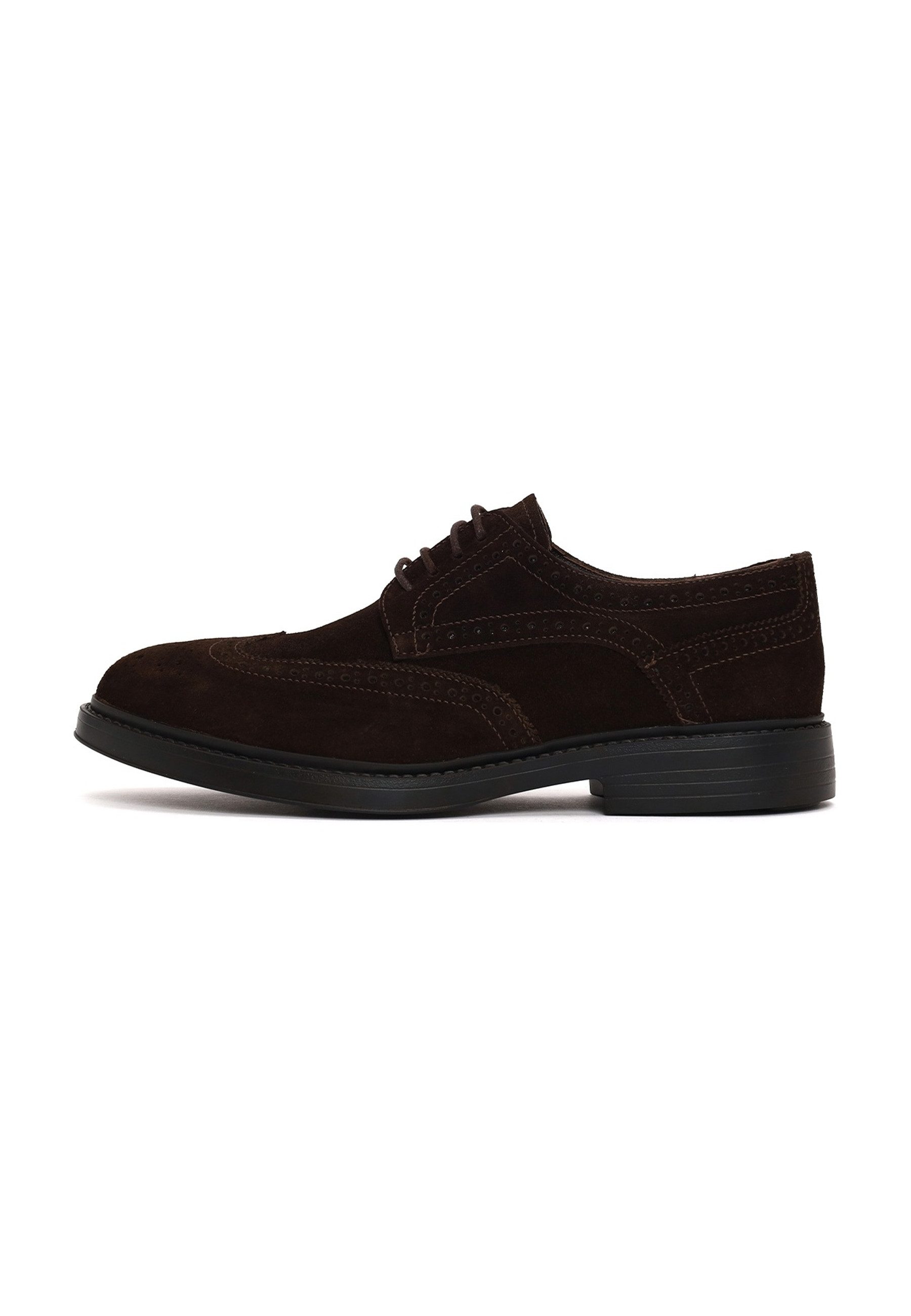 Derimod Veloursleder Schnür-Wingtip-Brogues Schnürschuh