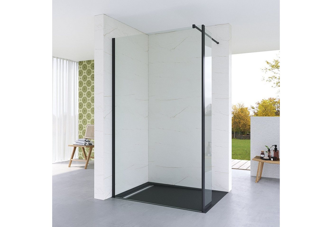 Thumbnail - AQUABATOS Walk-in-Dusche Duschwand Duschabtrennung 80x200,90x200,100x200,110x200,120x200cm, 8 mm Einscheibensicherheitsg...