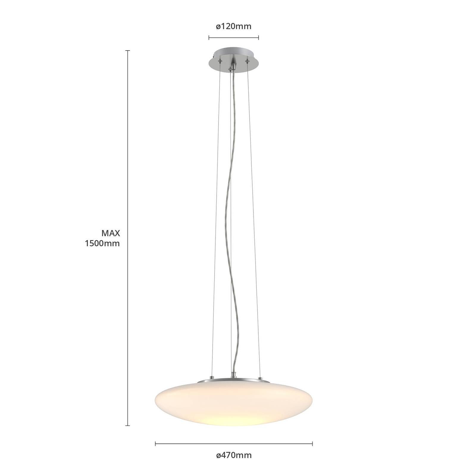 Glas, nickel inkl. dimmbar, verbaut, Lindby chrom, opalweiß, warmweiß, Pendelleuchte Metall, satiniert, LED-Leuchtmittel Gunda, Modern, fest