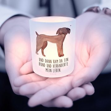 Mr. & Mrs. Panda Windlicht Hund Dogge - Transparent - Geschenk, Hunderasse, Teelichtglas, Kerzen (1 St), Hochwertiges Material