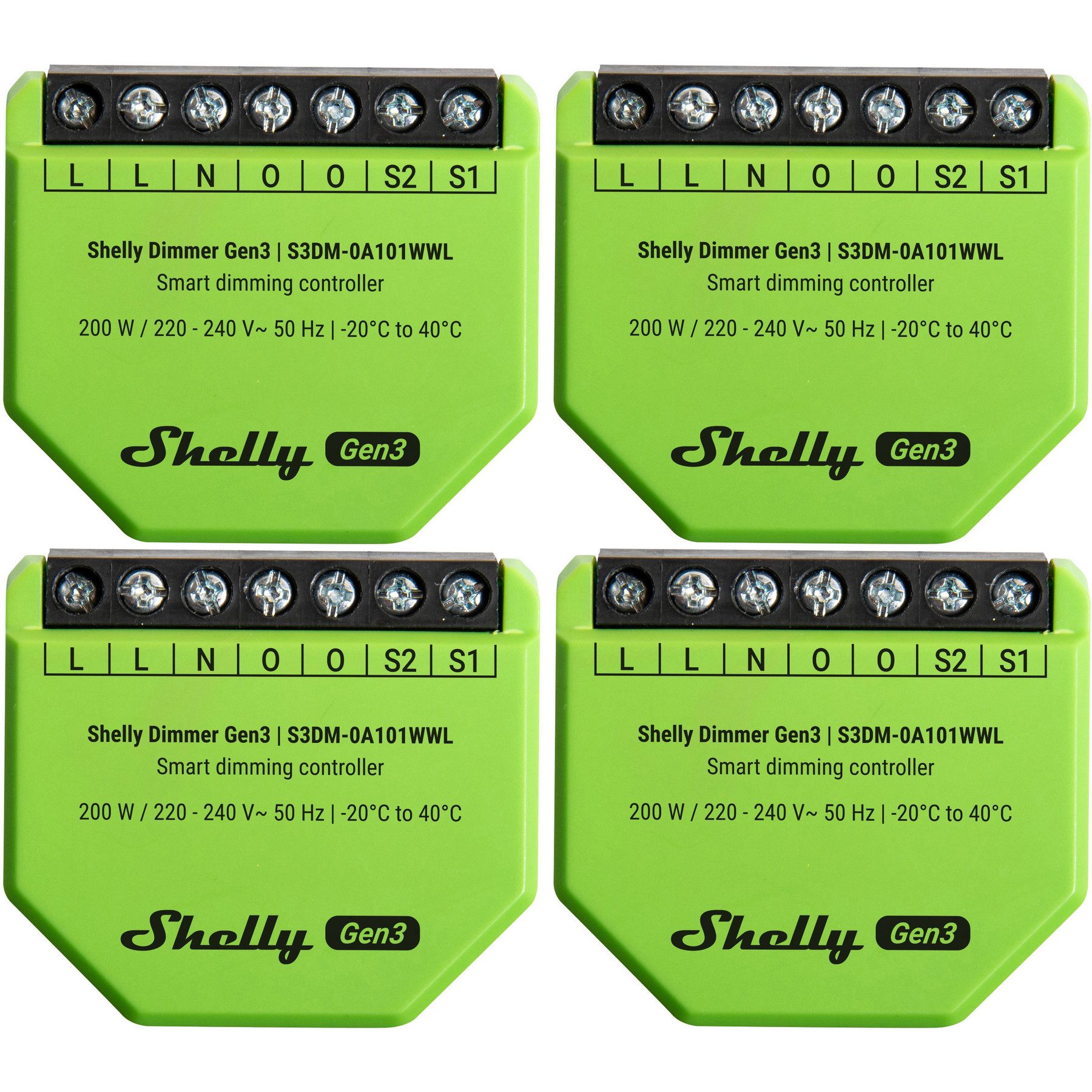 Shelly SHELLY Unterputz-Dimmer Gen3, 4 Stück Smarter Lichtschalter