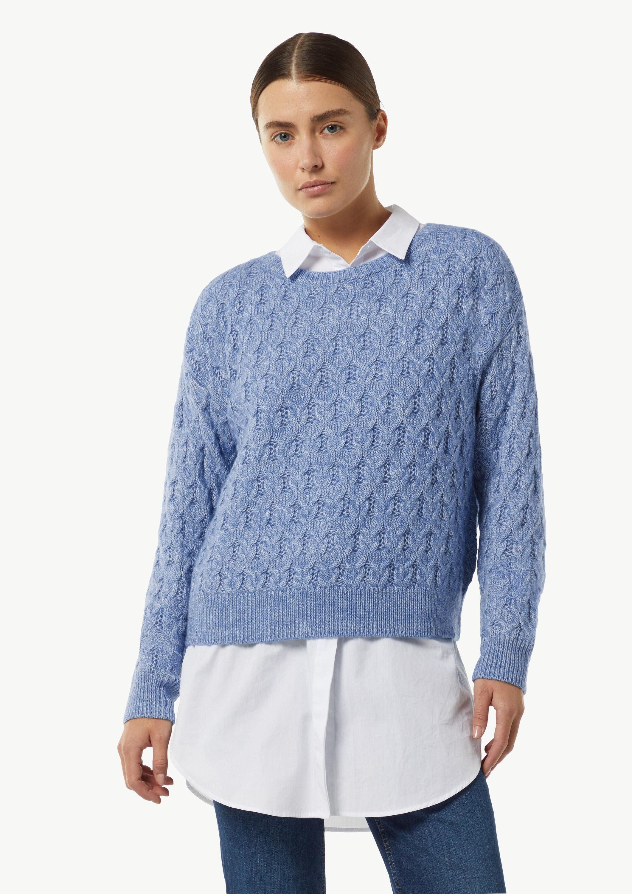 comma Longpullover Strickpullover Zopfstrickpullover aus Wollmix günstig online kaufen