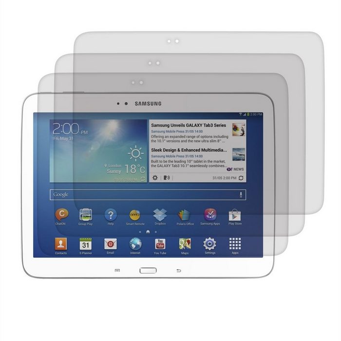 kwmobile Schutzfolie 3x Folie für Samsung Galaxy Tab 3 10.1 P5200/P5210 Full Screen Tablet Schutzfolie entspiegelt