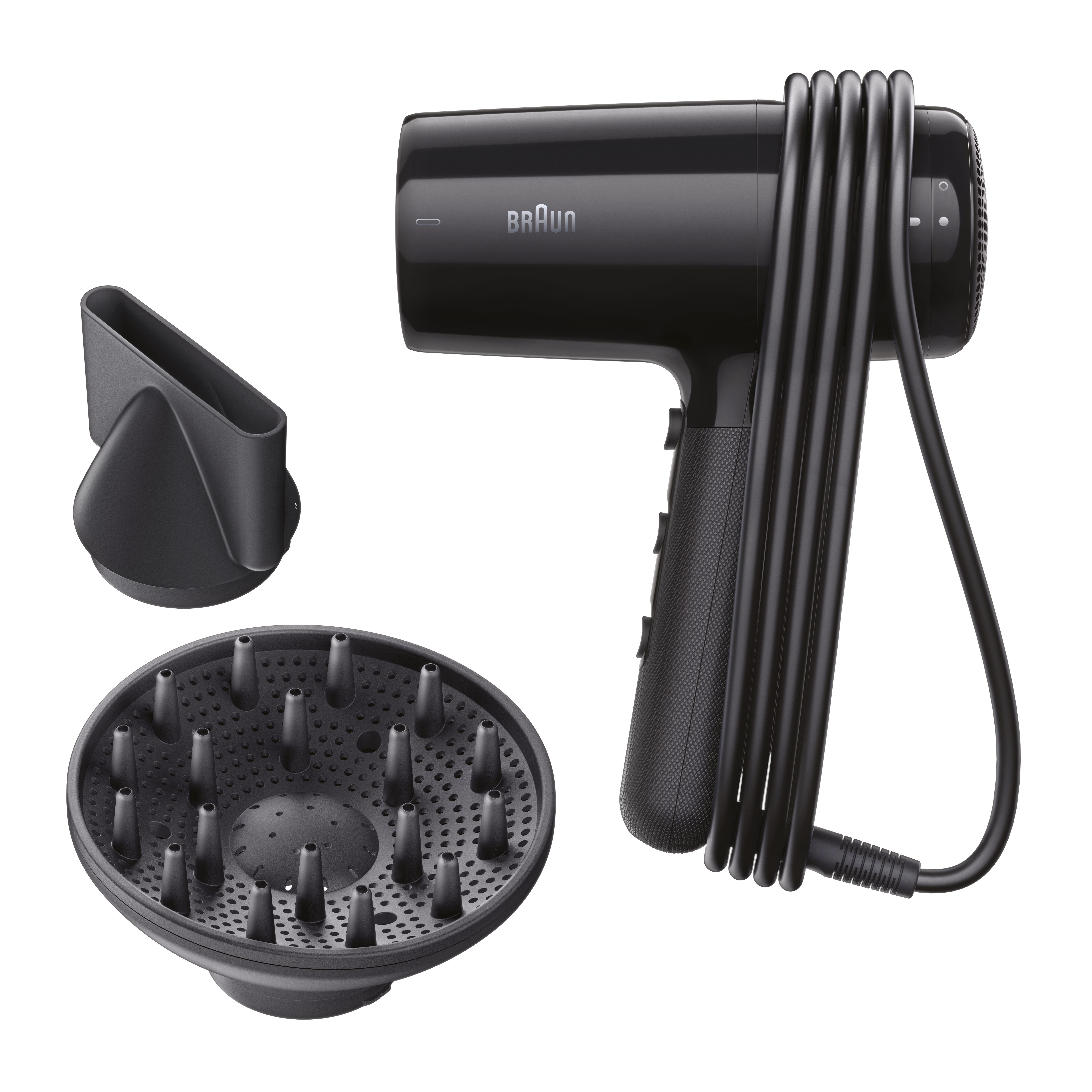 Braun Haartrockner HD2.15, mit Diffusor für Locken, BRHD215E, 2100 W, 2100W, Föhn mit 2 Aufsätzen, ohne Hitzeschäden, Kabelaufwicklung